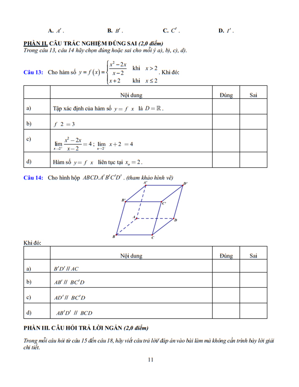 Đề cương Toán lớp 11, học kì 1, năm học 2025-2026