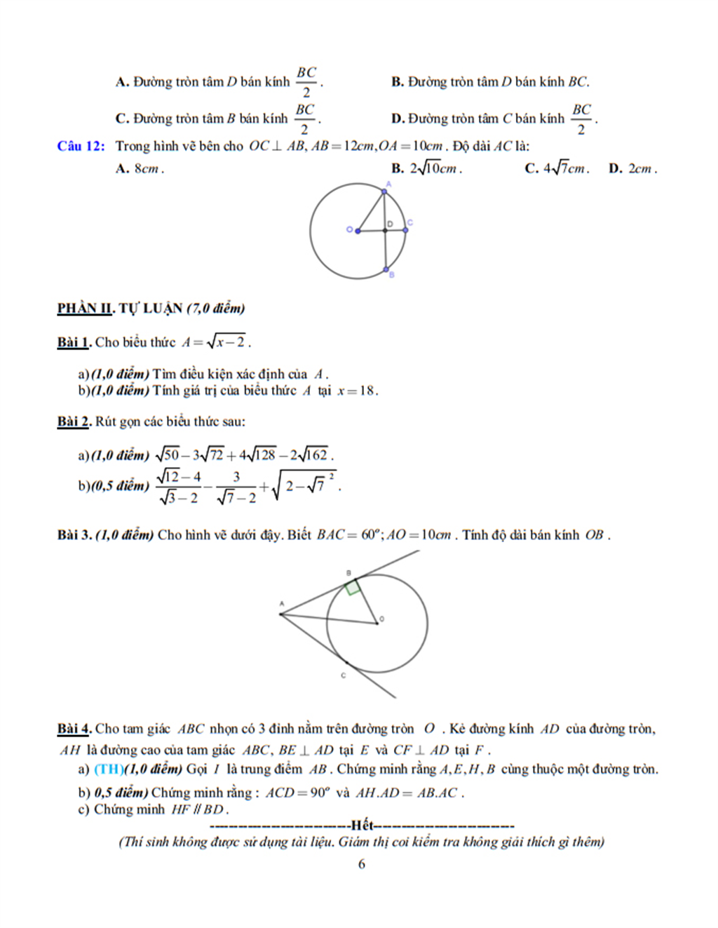 Đề cương Toán  lớp 9, học kì 1, năm học 2025-2026